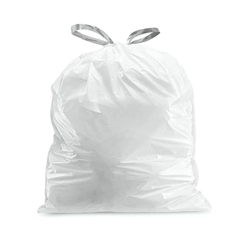 Plasticplace Trash Bags | Compatible with Simplehuman (x) Code C | (100 Count)│White Drawstring Garbage Liners 2.6-3.2 Gallon / 10-12 Liter │ 14.75" x 20" - Image 3
