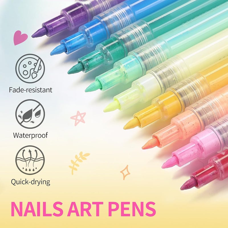 Born Pretty Nail Art Pens Set 12 Colors - Halloween Neon Colors 3D Nail Polish Acrylic Paint Pens Quick Dry Nail Markers for Halloween Nail Art Drawing Painting Dotting Liner Pen DIY Manicure Tools - Image 5