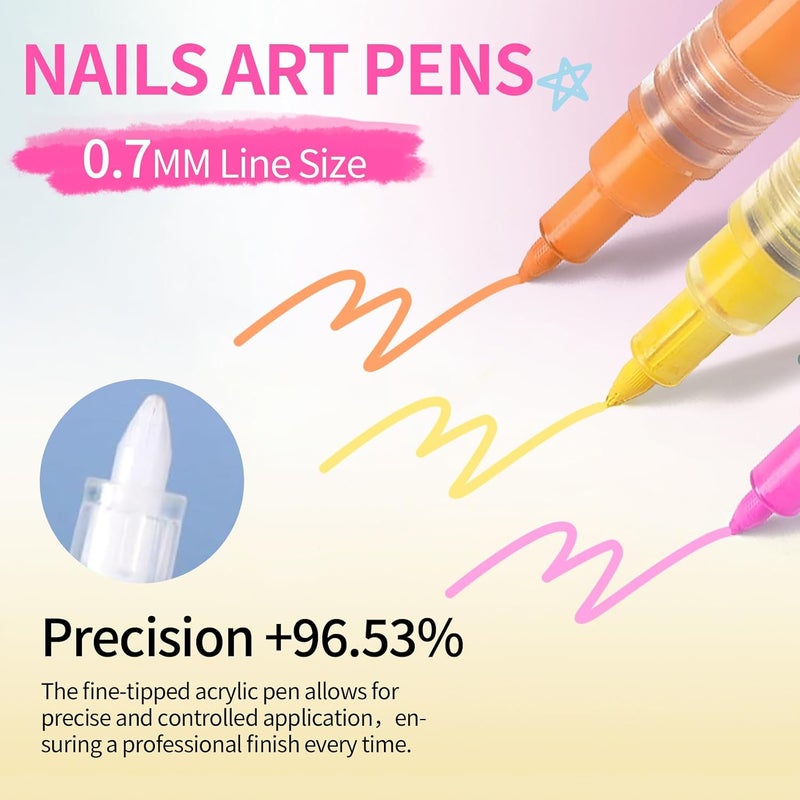 Born Pretty Nail Art Pens Set 12 Colors - Halloween Neon Colors 3D Nail Polish Acrylic Paint Pens Quick Dry Nail Markers for Halloween Nail Art Drawing Painting Dotting Liner Pen DIY Manicure Tools - Image 4