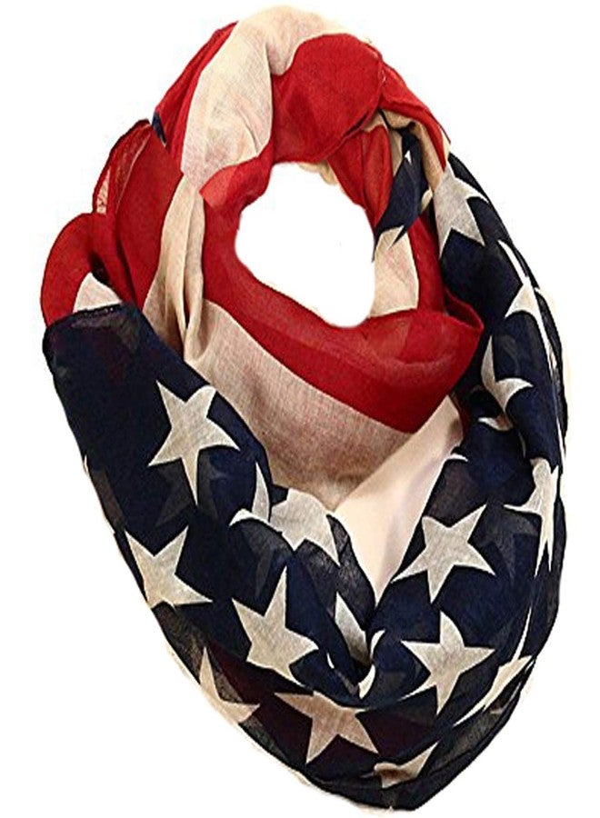 Falari USA American Flag Infinity Scarf Lightweight (Navy Red & Tan) - Image 1