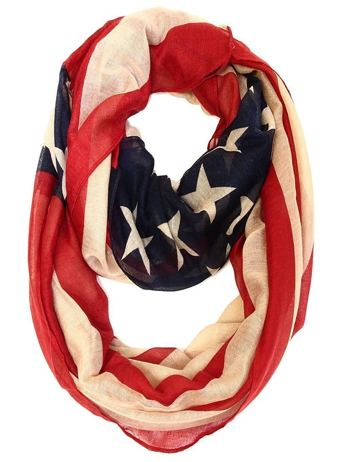 Falari USA American Flag Infinity Scarf Lightweight (Navy Red & Tan) - Image 2