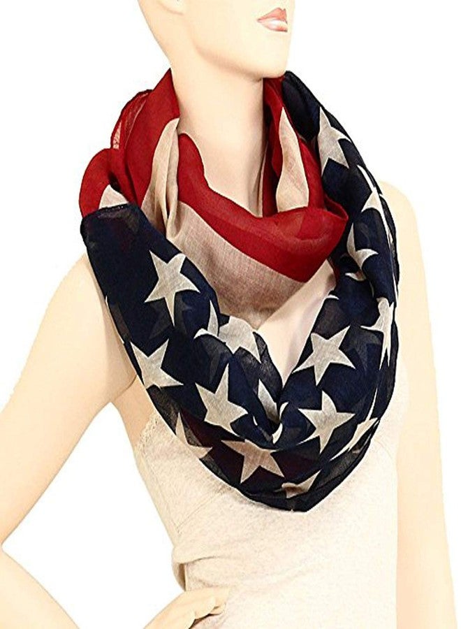 Falari USA American Flag Infinity Scarf Lightweight (Navy Red & Tan) - Image 5