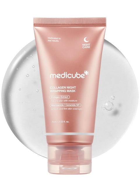 Medicube Collagen Overnight Wrapping Peel Off Facial Mask Pack - Elasticity & Hydration Care, Reduces Sagging & Dullness - Hydrolyzed Collagen For Glowing Skin - Korean Skin Care, 2.53 fl.oz