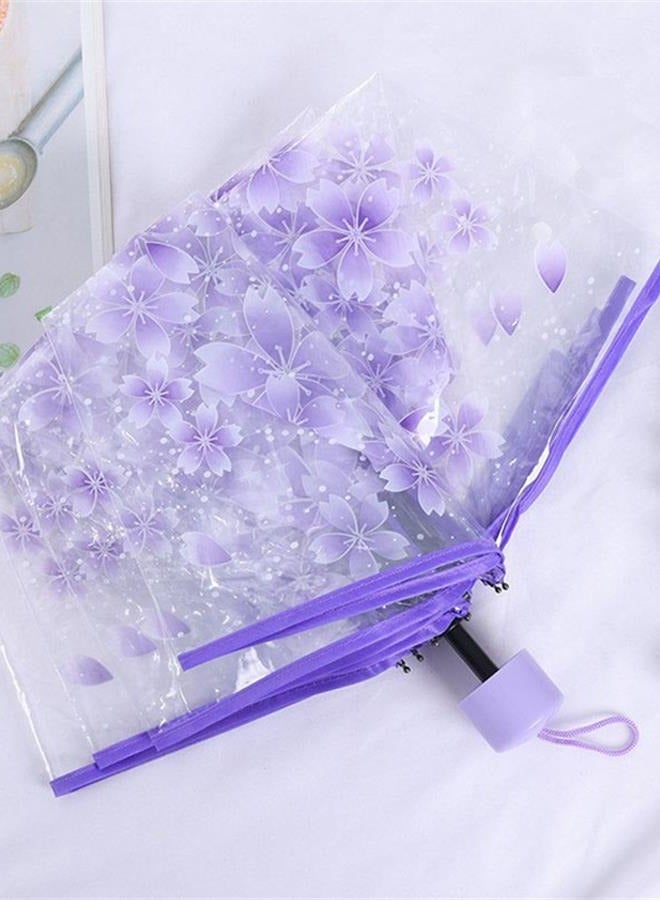 Korean transparent cherry blossom dual-purpose folding umbrella-purple - Image 4
