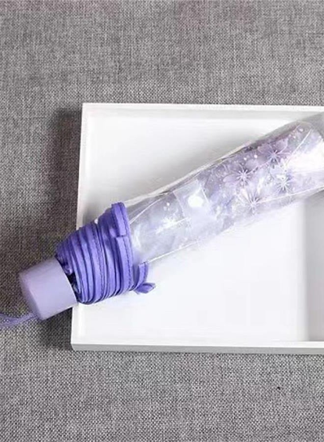 Korean transparent cherry blossom dual-purpose folding umbrella-purple - Image 5