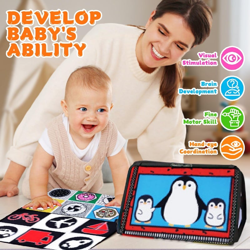 Masroo Baby Mirror Tummy Time Toys 3-6 Months Sensory Crinkle Baby Books Black and White High Contrast Baby Toys for Newborn Infant Montessori Car Seat Toys 0-6 Month Boy Girl Easter Basket Stuffers - Image 5