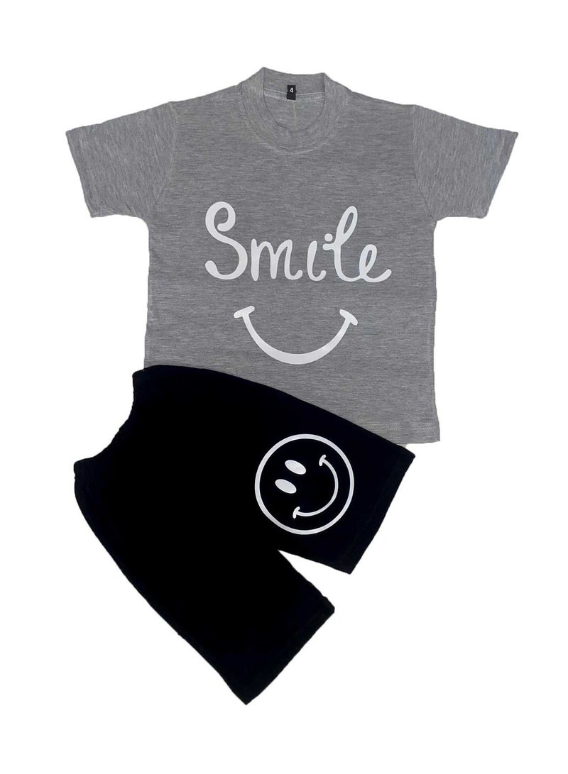 وان هاند بيجاما قطن ولادى صيفى - رمادى - Image 1