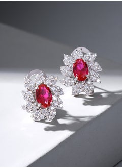 AWNL AWNL Sunflower Earrings With Red CZ Diamond And Sterling Silver Gift for Women Wife Girlfriend  - Image 1