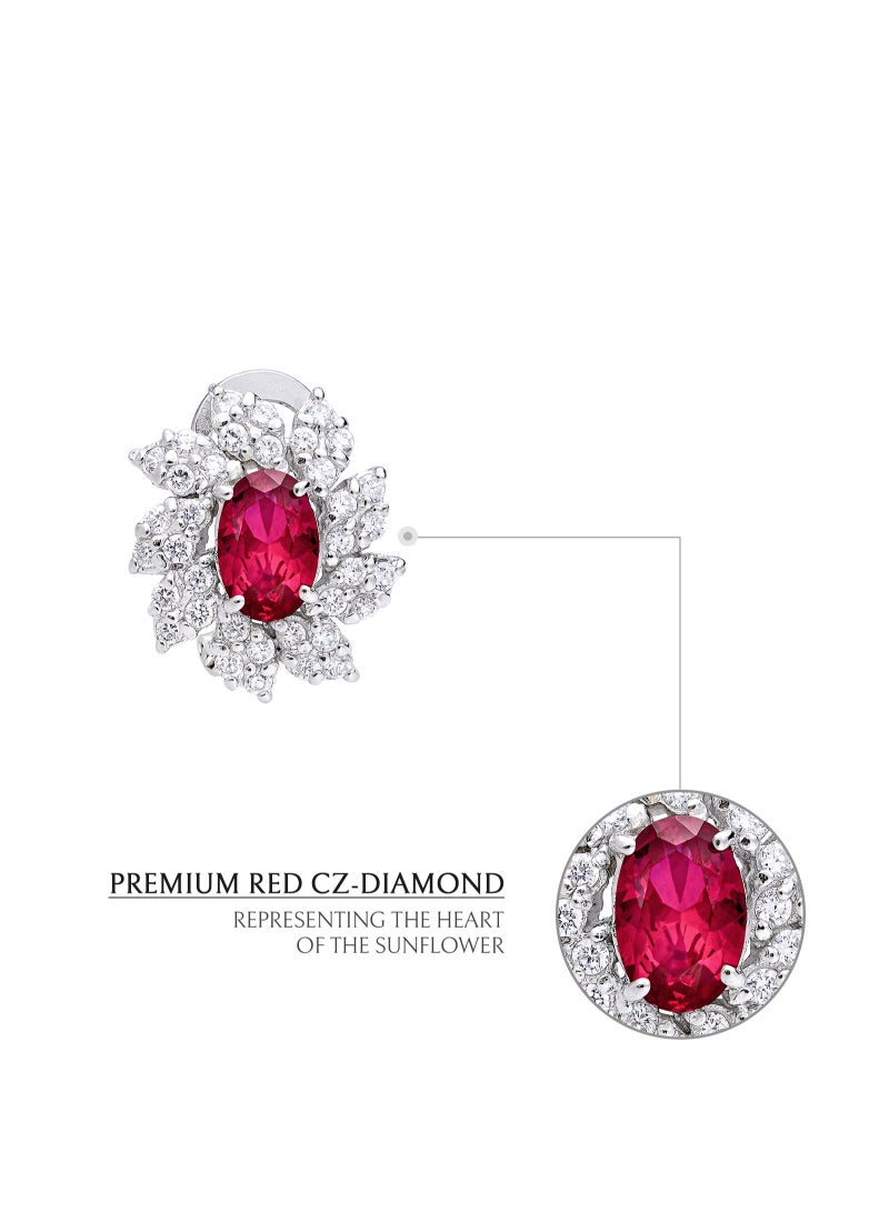 AWNL Crimson Elegance Women's Earrings with Red CZ Diamond and Sterling Silver, Middle East Exclusive Collection  - Image 4