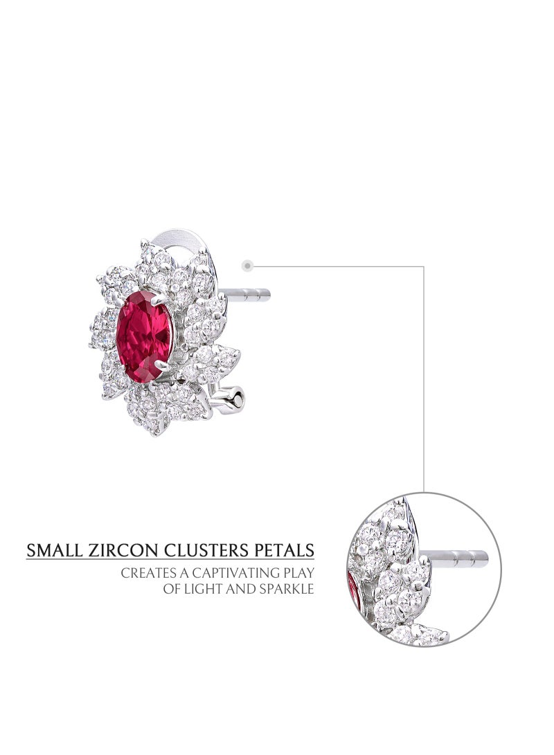 AWNL Crimson Elegance Women's Earrings with Red CZ Diamond and Sterling Silver, Middle East Exclusive Collection  - Image 5