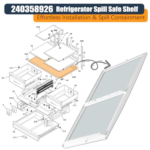 Ratiekc 240358926 Fridge Safe Spill Shelf Compatible with Frigidaire Kenmore, 240358908 240358925 Refrigerator Shelf Replacement Replace AP4527268 1613985 240358902 PS2581463 241730402 240358907 240358917 - Image 3
