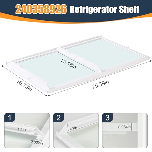 Ratiekc 240358926 Fridge Safe Spill Shelf Compatible with Frigidaire Kenmore, 240358908 240358925 Refrigerator Shelf Replacement Replace AP4527268 1613985 240358902 PS2581463 241730402 240358907 240358917 - Image 2