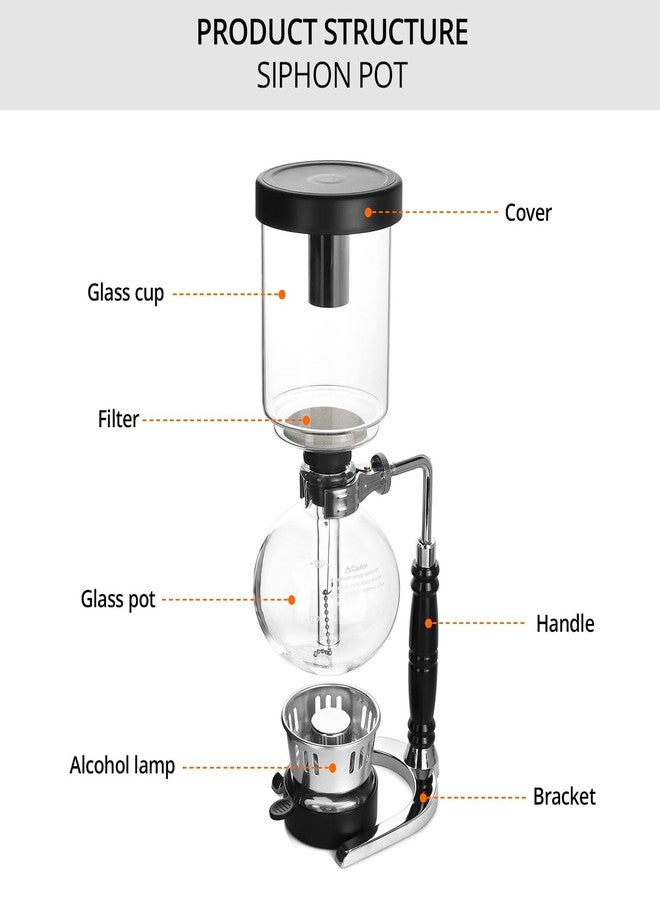 QWORK 5-Cup (600ml) Siphon Coffee Maker - Borosilicate Glass Syphon Brewer with Adjustable Buffer Clamp, High-Temperature Resilience, Tabletop Glass Siphon Pot for Coffee Aficionados - Image 2