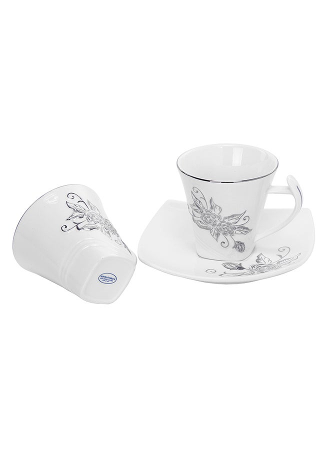 Royalford 12-Piece Square Cup And Saucer Set White 220ml - Image 3