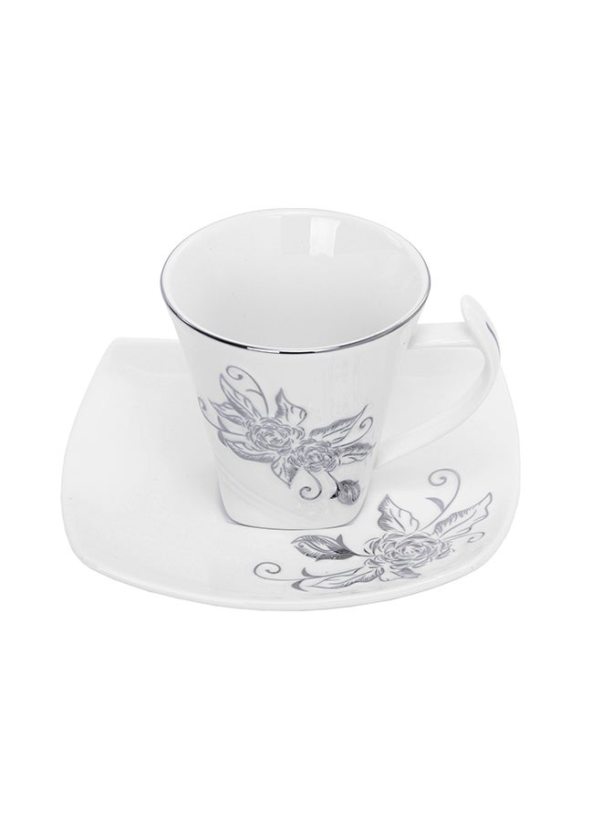 Royalford 12-Piece Square Cup And Saucer Set White 220ml - Image 4