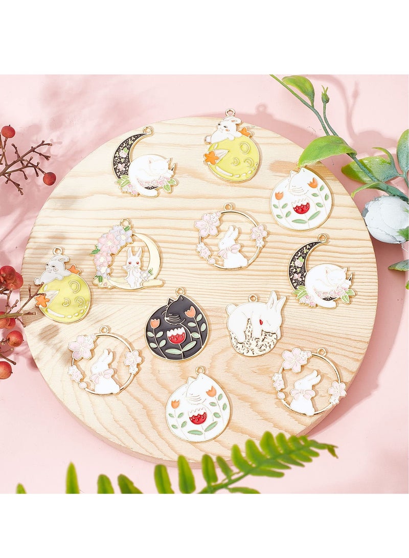 Barakah 32pcs Kawaii Cartoon Flower and Rabbit Charms for Jewelry Making, Enamel Pendants for Bracelets, Necklaces and Earrings - Image 2