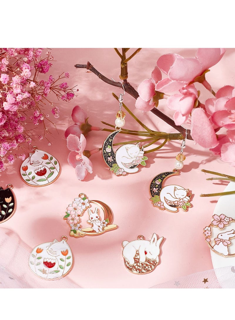 Barakah 32pcs Kawaii Cartoon Flower and Rabbit Charms for Jewelry Making, Enamel Pendants for Bracelets, Necklaces and Earrings - Image 4