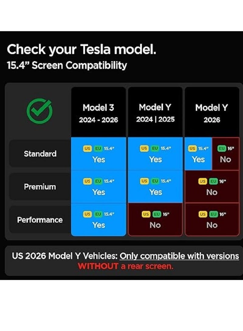 Spigen Tempered Glass Screen Protector [GLAStR EZ FIT] for Tesla Model 3 (2026/2025/24) Highland and Model Y (2026/2025) Juniper 15.4" Dashboard Touchscreen - Crystal Clear - Image 2