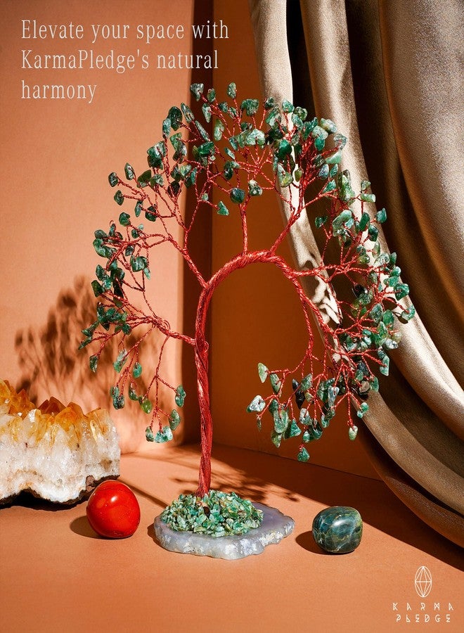 KARMAPLEDGE Green Aventurine Crystal Tree of Life, 7 Chakra Healing Crystals Trees, Handcrafted Money Bonsai Tree, Feng Shui Decor, Home and Office Desk Decoration for Positive Energy & Wealth, Spiritual Gifts - Image 5