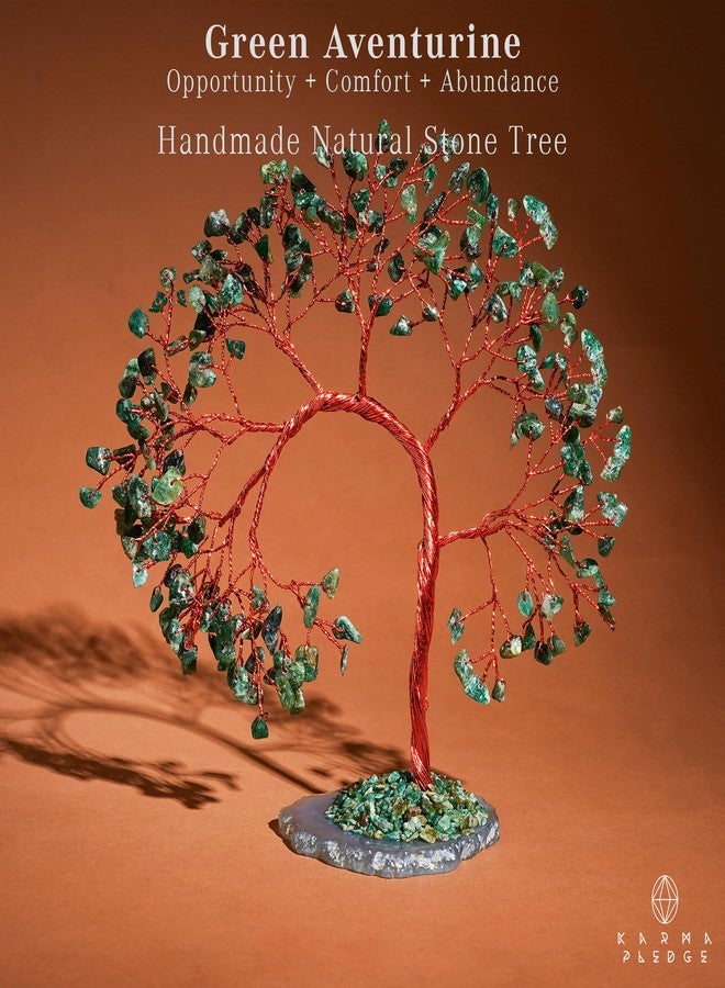 KARMAPLEDGE Green Aventurine Crystal Tree of Life, 7 Chakra Healing Crystals Trees, Handcrafted Money Bonsai Tree, Feng Shui Decor, Home and Office Desk Decoration for Positive Energy & Wealth, Spiritual Gifts - Image 2
