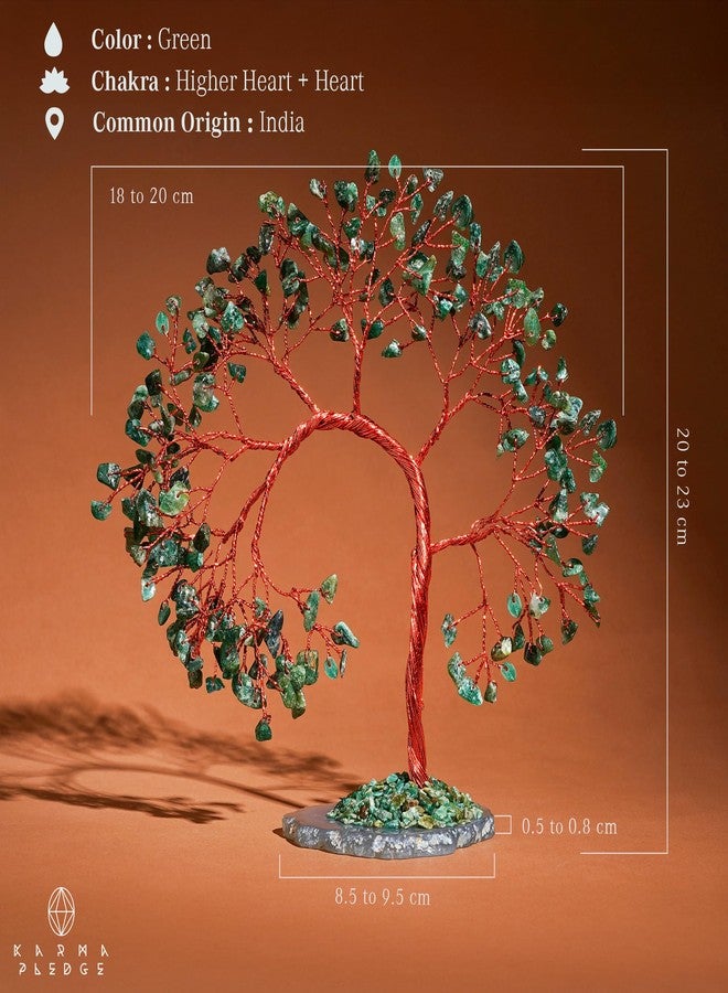 KARMAPLEDGE Green Aventurine Crystal Tree of Life, 7 Chakra Healing Crystals Trees, Handcrafted Money Bonsai Tree, Feng Shui Decor, Home and Office Desk Decoration for Positive Energy & Wealth, Spiritual Gifts - Image 4