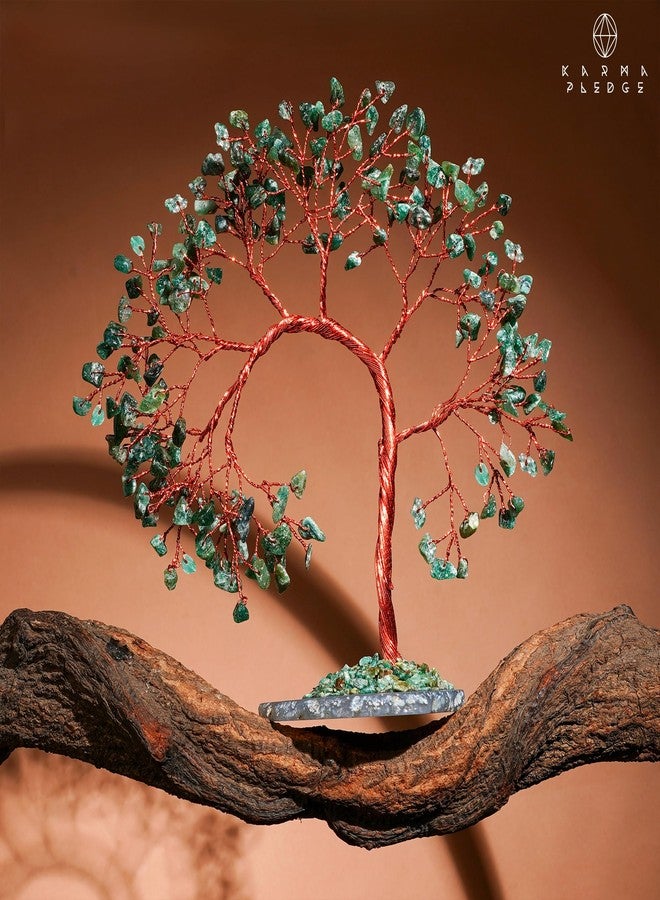 KARMAPLEDGE Green Aventurine Crystal Tree of Life, 7 Chakra Healing Crystals Trees, Handcrafted Money Bonsai Tree, Feng Shui Decor, Home and Office Desk Decoration for Positive Energy & Wealth, Spiritual Gifts - Image 3