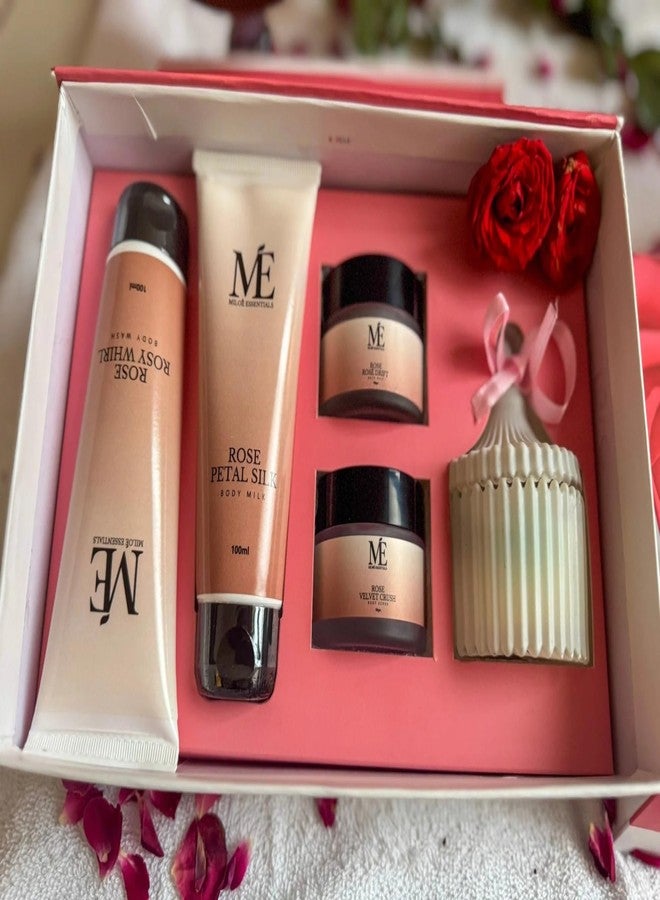 Miloe Miloé Rose Bathing Kit 5 Pc Luxury Gift Set | Hydrating Aromatherapy Spa Set | Relaxing Home Pampering Kit for Women & Men | Ideal for Birthdays, Anniversary & Special Occasions | Korean Ingredients - Image 5