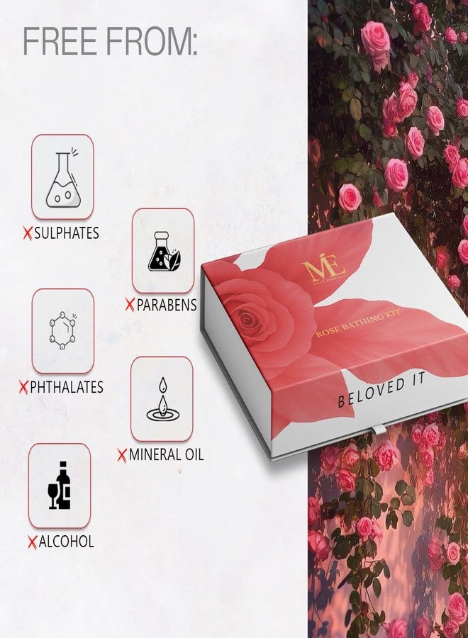 Miloe Miloé Rose Bathing Kit 5 Pc Luxury Gift Set | Hydrating Aromatherapy Spa Set | Relaxing Home Pampering Kit for Women & Men | Ideal for Birthdays, Anniversary & Special Occasions | Korean Ingredients - Image 4