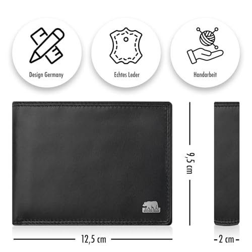 BROWN BEAR Classic Heritage Genuine Leather Wallet for Man | Purse for Men Wallet (Black-with-Metal-Logo) - Image 3