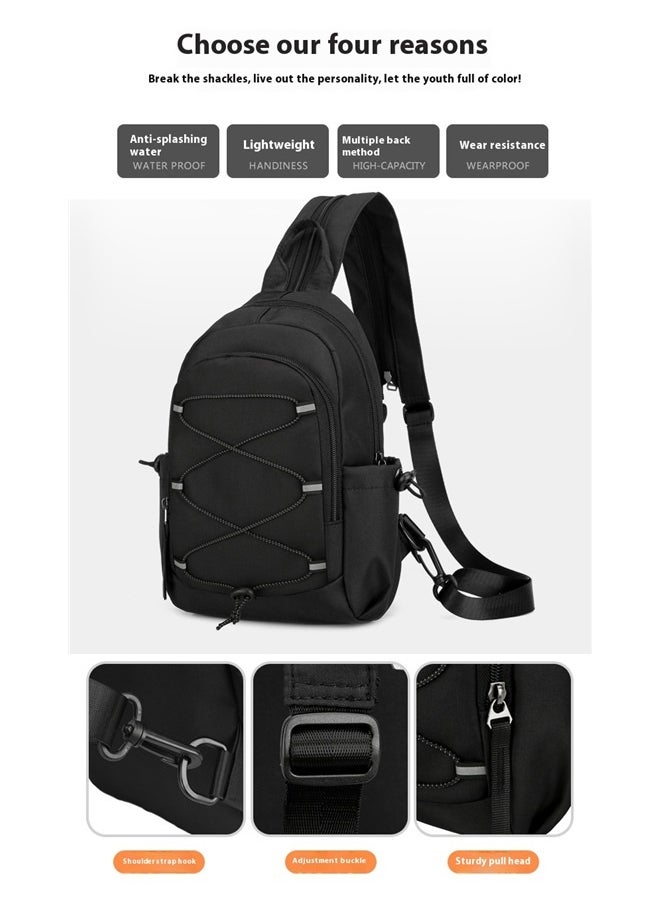 yongsheng Backpack Black， Small Crossbody Sling Bag, Crossbody Daypack, Chest Shoulder Bag Hiking Backpack for Casual Travel SportBackpack Black， Small Crossbody Sling Bag, Crossbody Daypack, Chest Shoulder Bag Hiking Backpack for Casual Travel Sport  - Image 4