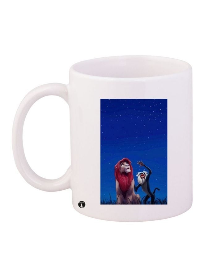 RYN Simba Printed Coffee Mug White/Blue/Red 11ounce