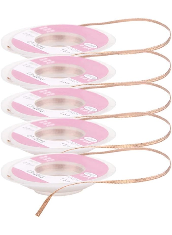 5-Piece Desoldering Solder Wick (CP-2015, 2.0mm x 1.5m) - Copper Braid Solder Remover for Clean PCB Repair - Image 1