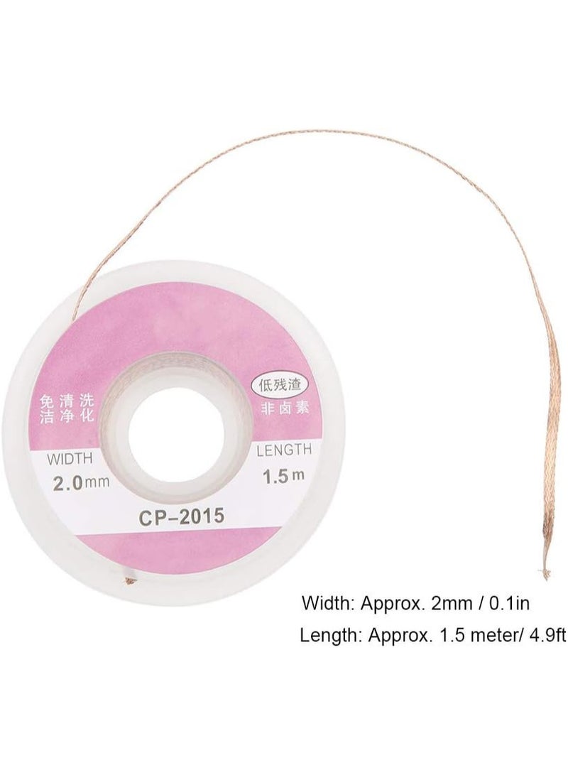 5-Piece Desoldering Solder Wick (CP-2015, 2.0mm x 1.5m) - Copper Braid Solder Remover for Clean PCB Repair - Image 2