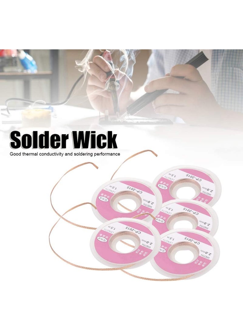 5-Piece Desoldering Solder Wick (CP-2015, 2.0mm x 1.5m) - Copper Braid Solder Remover for Clean PCB Repair - Image 4