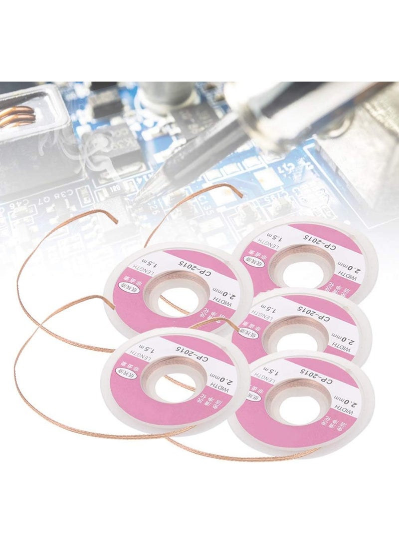 5-Piece Desoldering Solder Wick (CP-2015, 2.0mm x 1.5m) - Copper Braid Solder Remover for Clean PCB Repair - Image 5