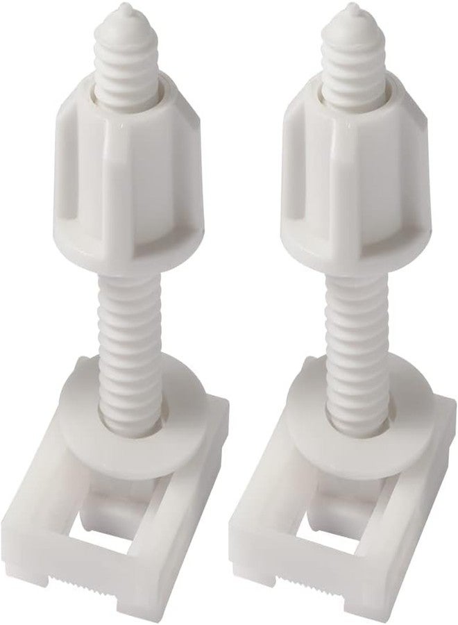 GANPUB 2Pcs White Universal Plastic Toilet Seat Screws and Nuts with Rubber Washers, Hinge Bolts Screws Hinges Replacement Parts Bathroom Fixtures - Image 1
