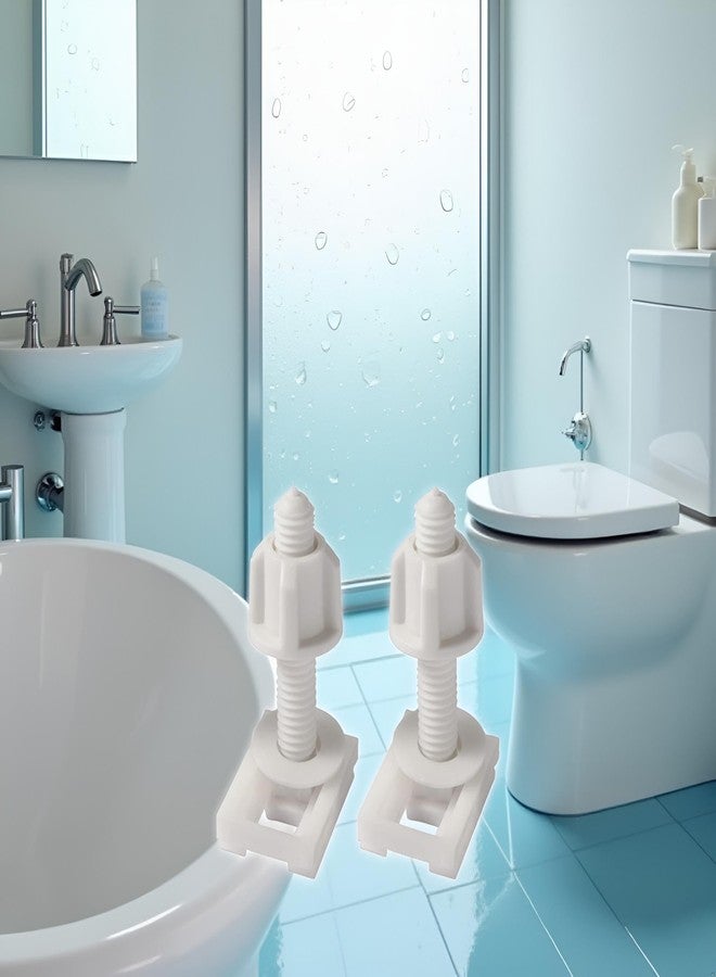 GANPUB 2Pcs White Universal Plastic Toilet Seat Screws and Nuts with Rubber Washers, Hinge Bolts Screws Hinges Replacement Parts Bathroom Fixtures - Image 4