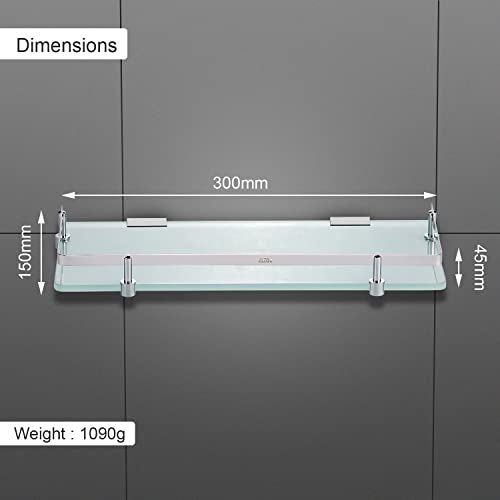 ALTON ASP7301, Frosted Glass Shelf for Bathroom/Kitchen Shelf/Bathroom Accessories/Bathroom Shelves (12 X 6 INCH, Pack of 1) - Image 2