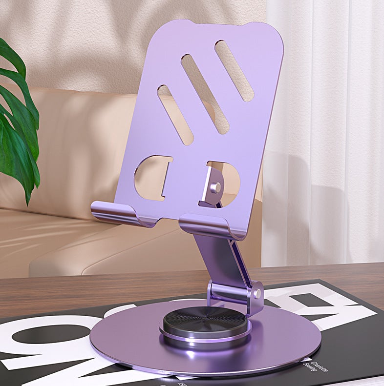360° Rotating Metal Phone Stand for Live Streaming - Adjustable Foldable Desktop Holder for Tablet & Phone