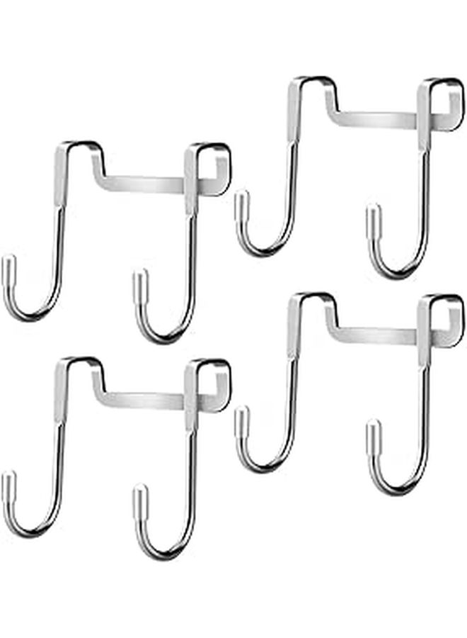 304 Stainless Steel S Hooks Double Over Door Hanging Rack Bathroom Towel Hat Storage Silver Short - Image 1
