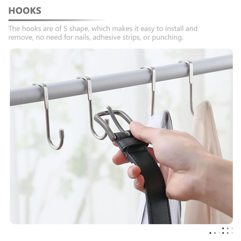 304 Stainless Steel S Hooks Double Over Door Hanging Rack Bathroom Towel Hat Storage Silver Short - Image 4