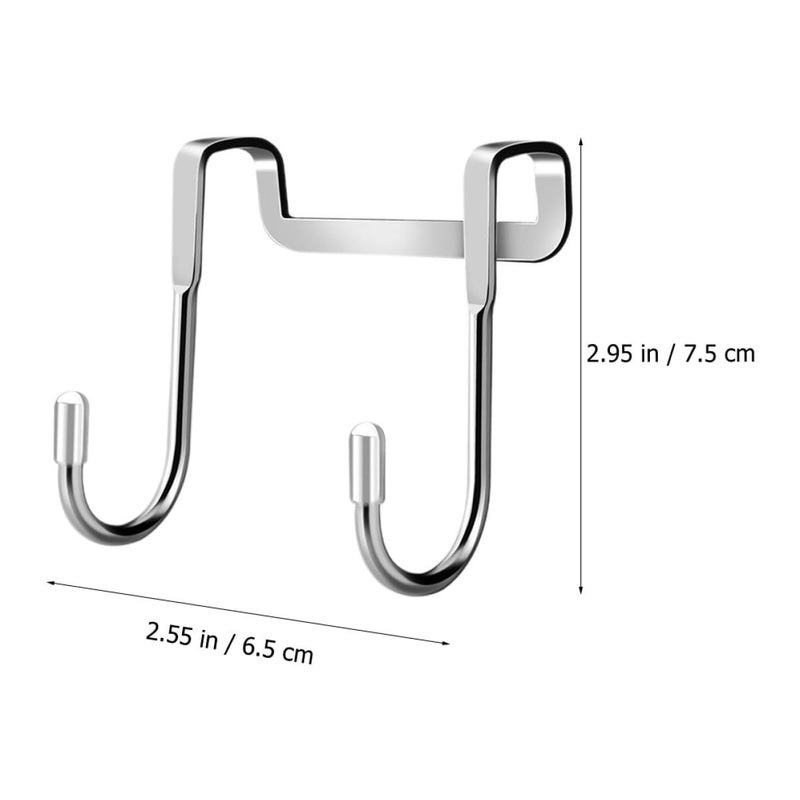 304 Stainless Steel S Hooks Double Over Door Hanging Rack Bathroom Towel Hat Storage Silver Short - Image 3
