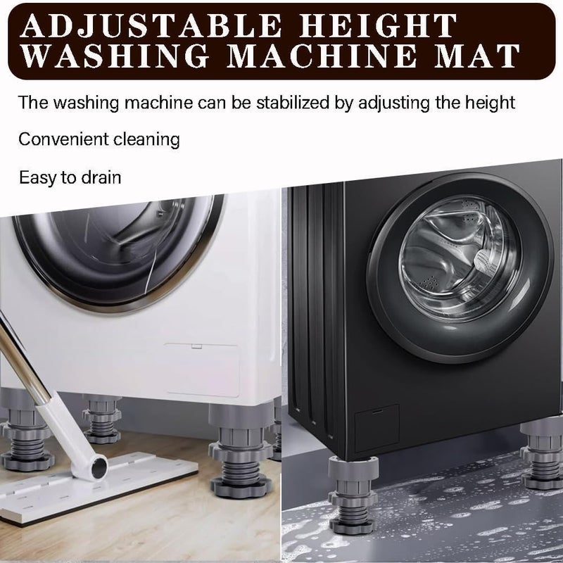 BHHB Washing Machine Vibration Pads Floor Trays Refrigerator Stand Washing Machine StandHeight Adjustment Feet for Refrigerators Fridge Stands with AntiSlip Rubber 4 Pcs Set - Image 5