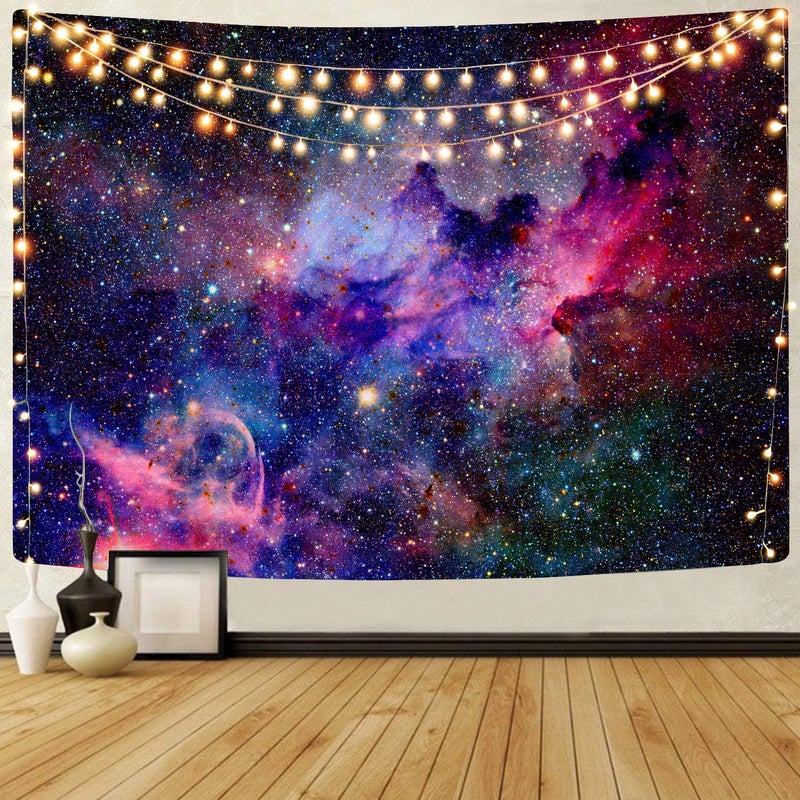 KYKU Galaxy Tapestry Wall Hanging Purple Outer Space Tapestry Cool Trippy Nebula Universe Tapestries for Bedroom Living Room Dorm Decor W787 H591 Purple