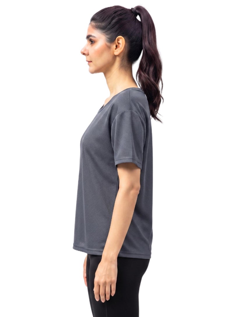 THUGFIT Loose Short Sleeve Mesh Crop Top - Grey - Image 3