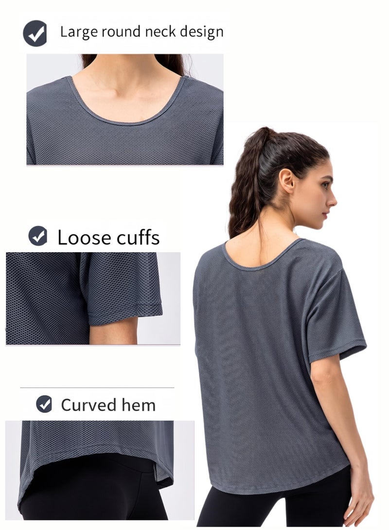 THUGFIT Loose Short Sleeve Mesh Crop Top - Grey - Image 4