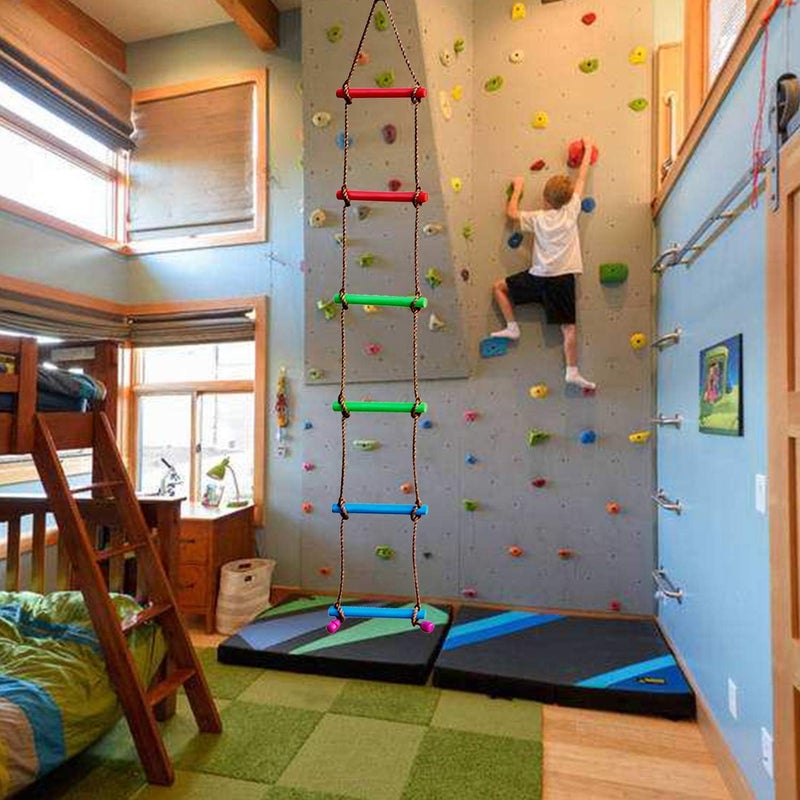 Rainbow Craft 6.6FT Climbing Rope Ninja Ladder for Kids - Kids Ninja Warrior Obstacle Course Accessories - Swing Rope Ladder - Image 4