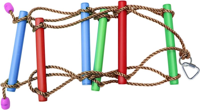 Rainbow Craft 6.6FT Climbing Rope Ninja Ladder for Kids - Kids Ninja Warrior Obstacle Course Accessories - Swing Rope Ladder - Image 1