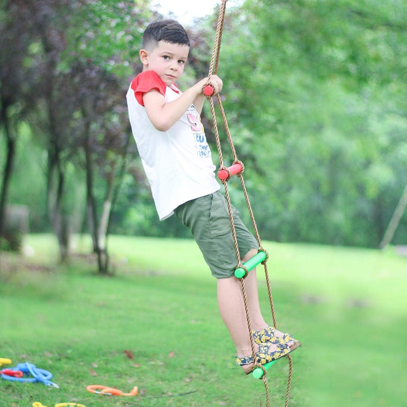Rainbow Craft 6.6FT Climbing Rope Ninja Ladder for Kids - Kids Ninja Warrior Obstacle Course Accessories - Swing Rope Ladder - Image 5