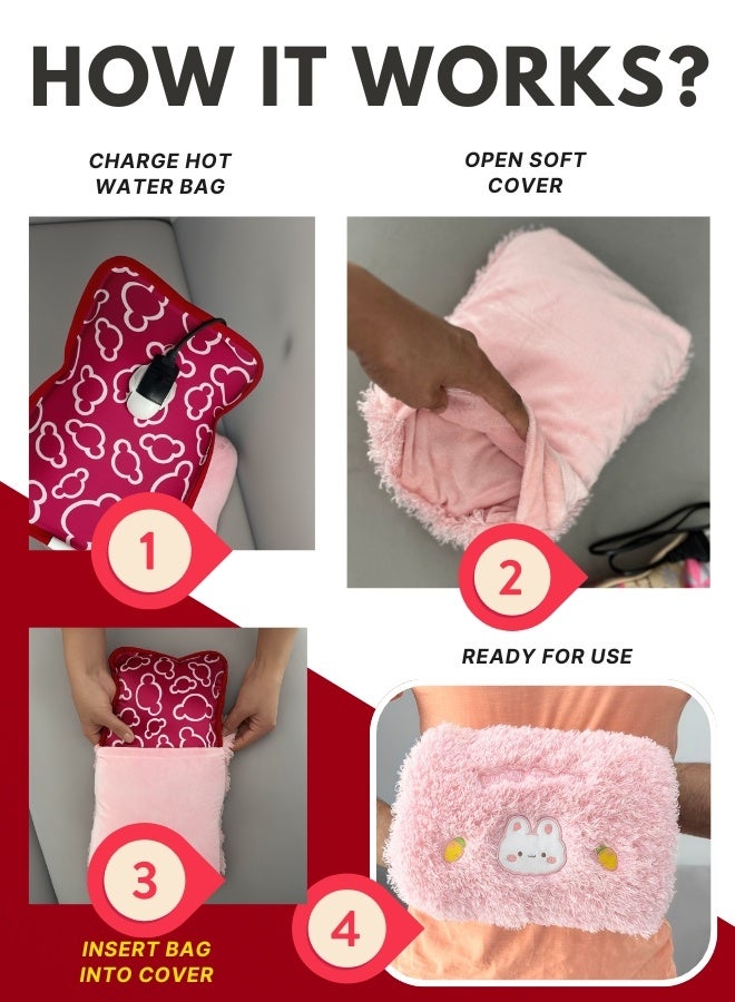 Breeze & Ripplez™ Set of 1Pc Electric Hot Water Bag Red Color and 1 Pc Hand Warmer Thick Soft Cover Brown Color Dual Comfort